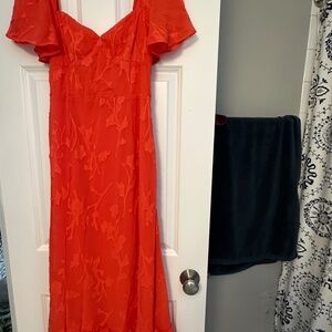Lulus Tailor Made For You Coral Jacquard Lace-Up Maxi Dress